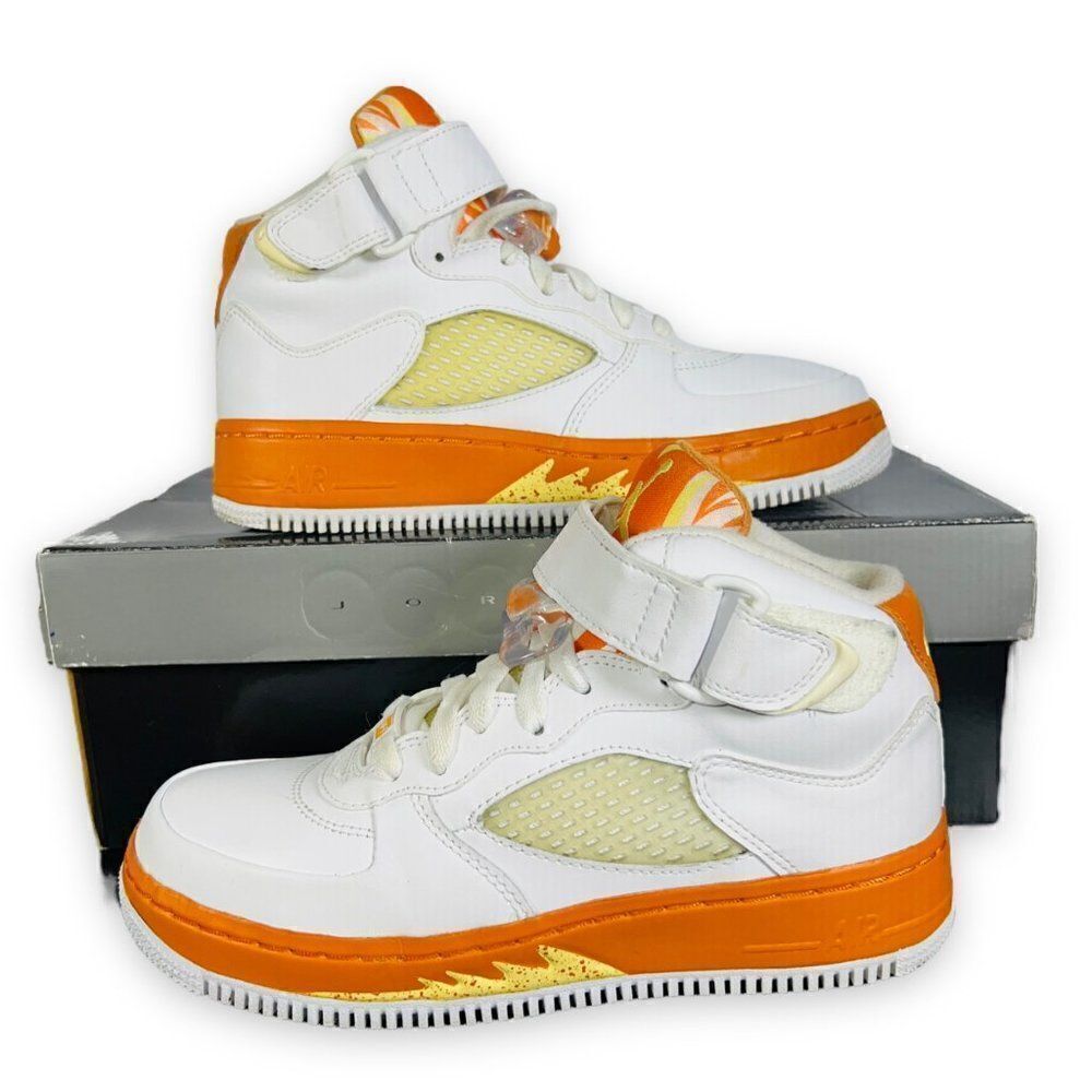 Jordan AJF 5 GS 2008 White/Carrot-Lemon 318603-181 Youth 4.5 Women's 6‎
